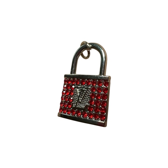 Louis Vuitton Silver with Red Stones Lock Zipper Pull Charm - Picture 4 of 11